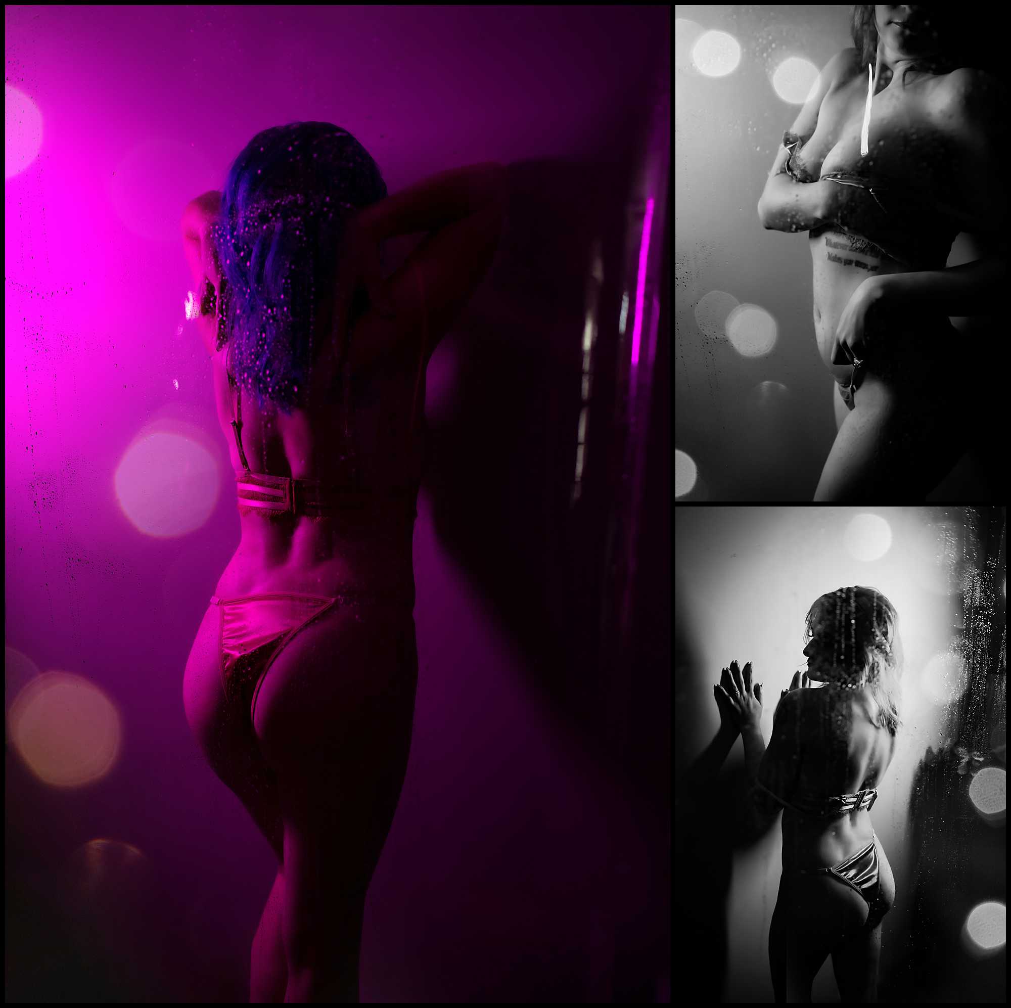 Collection of images of a woman standing in the shower